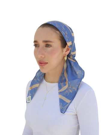 Scarf Bar Slate Blue Chains Square Scarf with Invisible Grip Myselflingerie.com